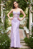 Purple Sweetheart Neck Mermaid Ball Dress With Appliques