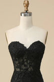 Black Mermaid  Sweetheart Corset Lace Long Prom Dress