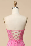 Pink Mermaid  Sweetheart Corset Lace Long Prom Dress