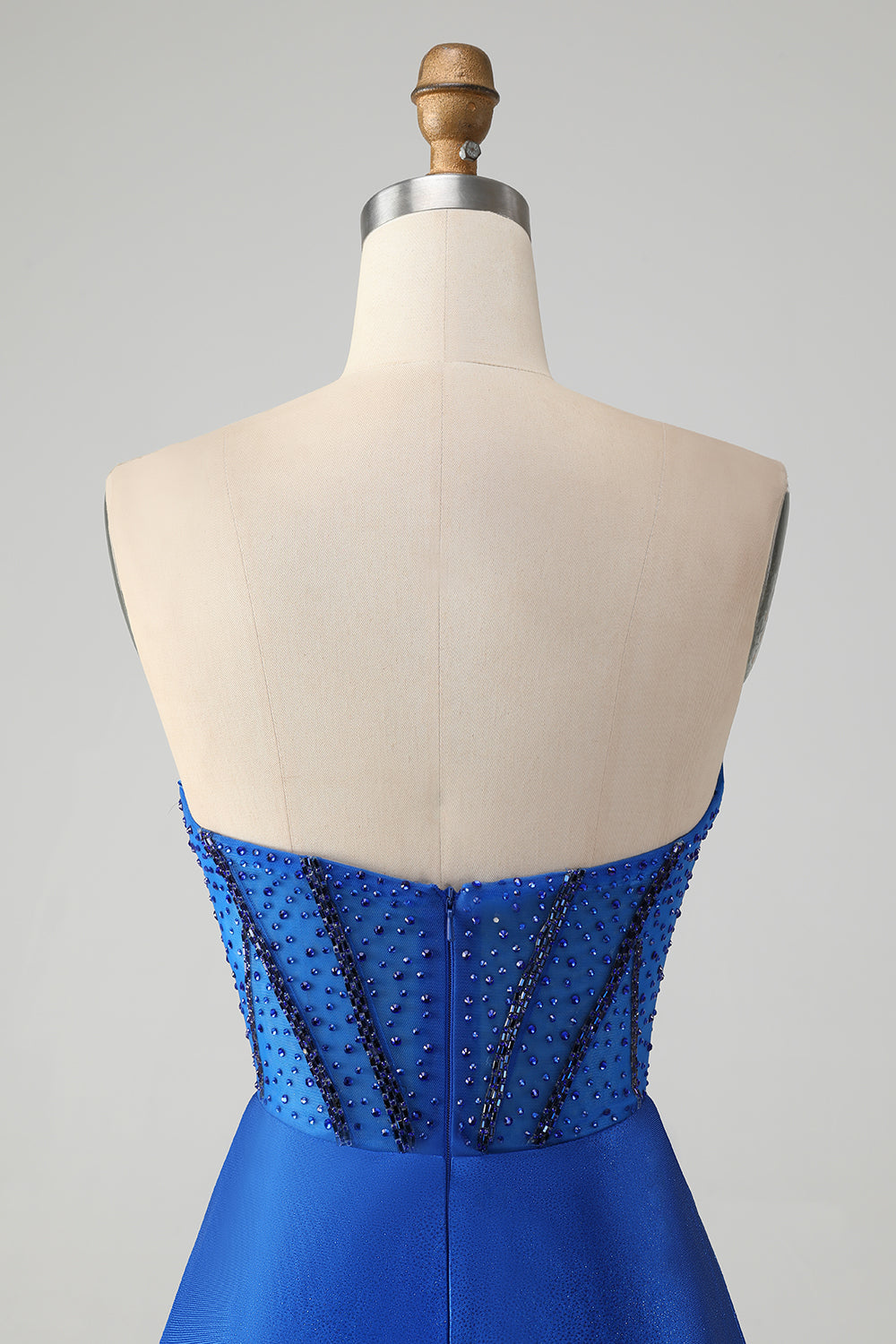 Sparkly Royal Blue Tight Strapless Short Homecoming Dress with Beading