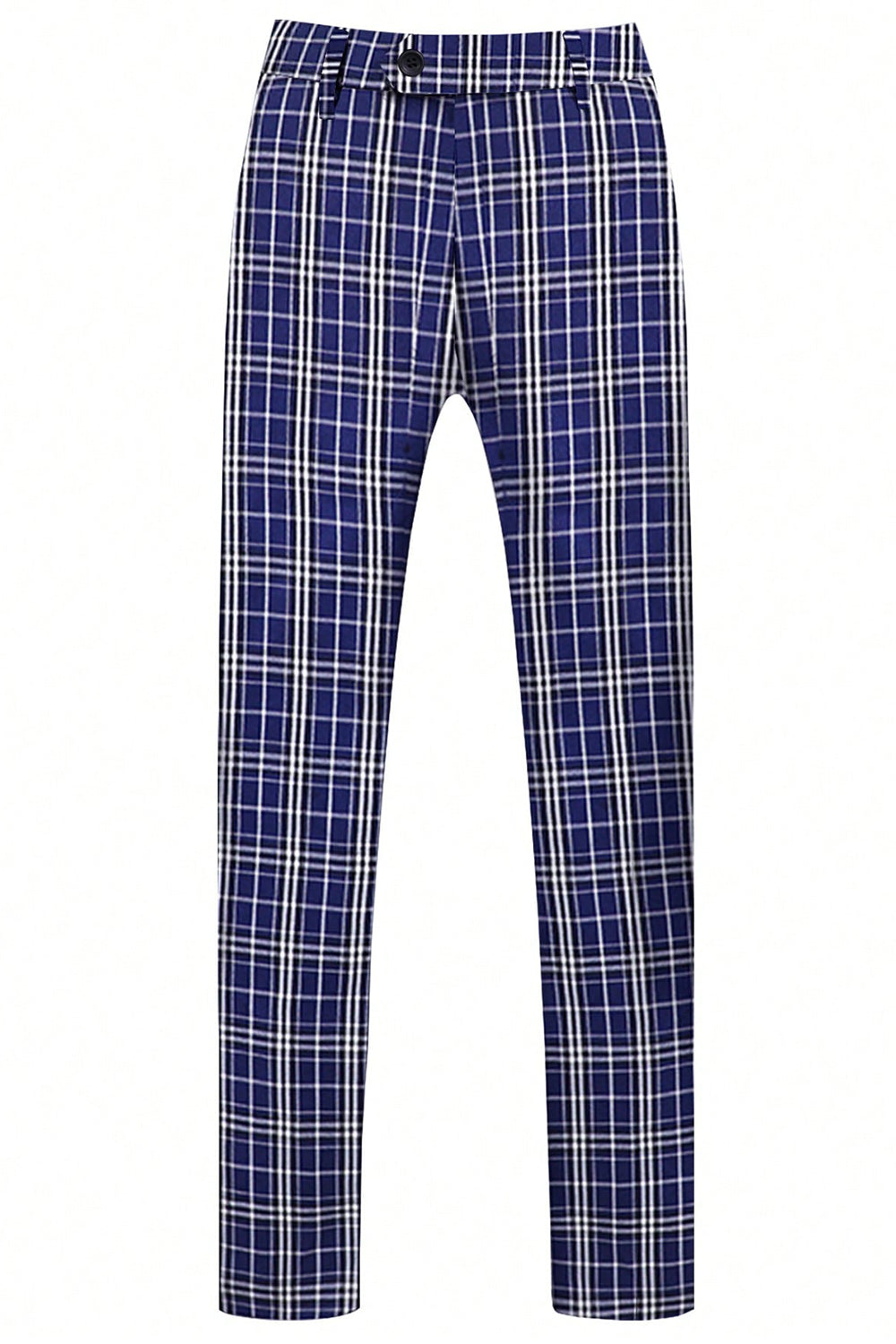 Royal Blue Plaid Peak Lapel Double Breasted 2 Piece Men's Suit