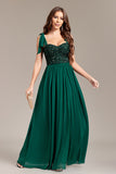 Sparkly Green Sequins Long Ball Dress With Slit