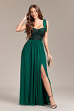 Sparkly Green Sequins Long Ball Dress With Slit