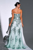 Sparkly Green A Line Sweetheart Long Ball Dress