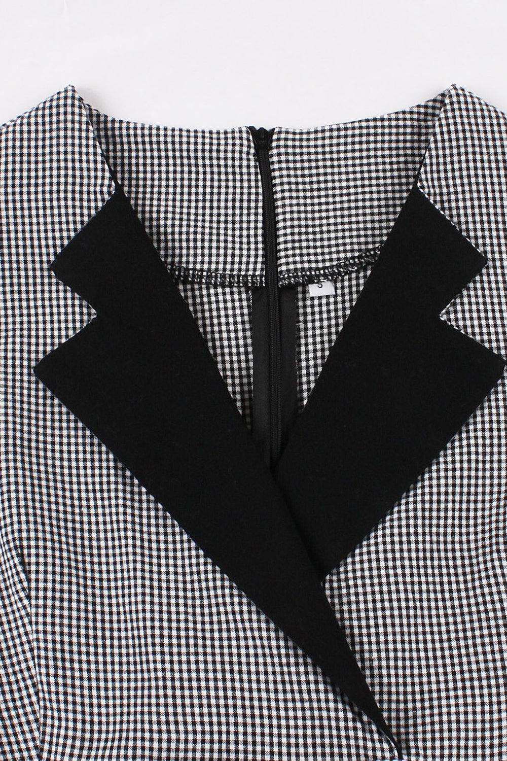 Black Lapel Neck Plaid Vintage 1950s Dress