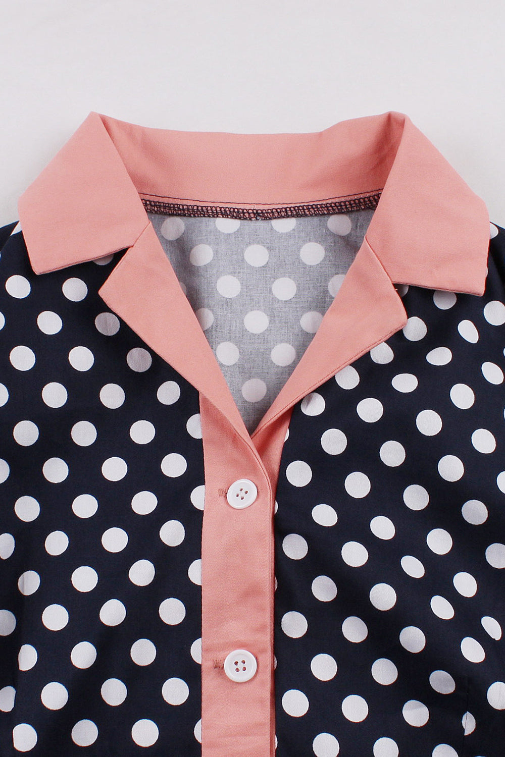 Navy Pink Polka Dot Pinup 1950s Dress
