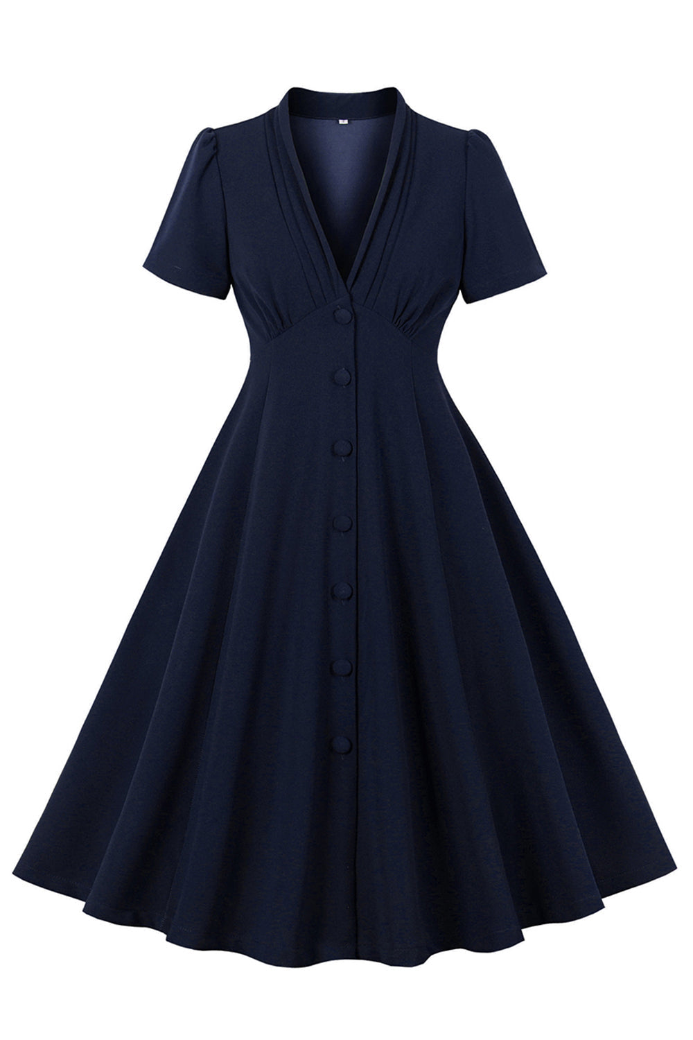 Dark Green V Neck Single Breasted 1950s Dress