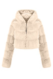 Black Fluffy Faux Fur Zip Up Short Coat