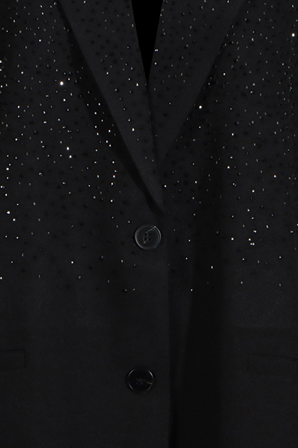 Sparkly Black Notched Lapel Women Blazer with Beading