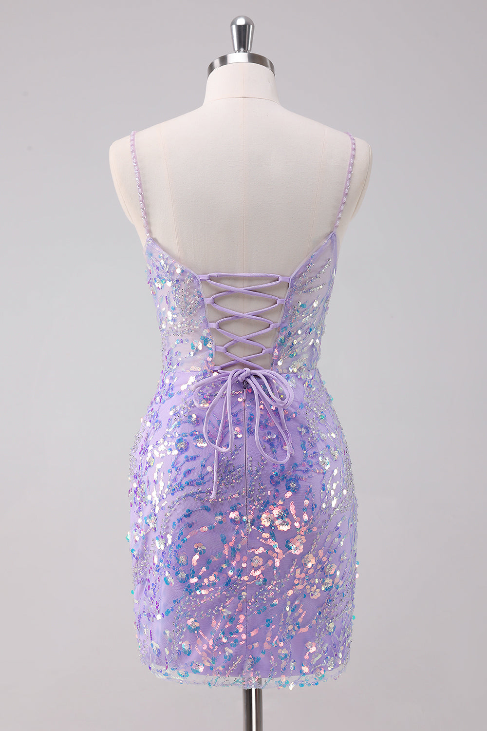 Lilac Sparkly Bodycon Sequins Short Ball Dress