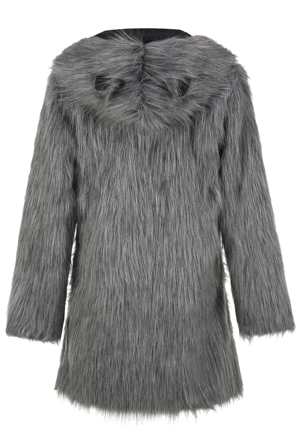 Grey Lapel Solid Color Faux Fur Long Sleeves Winter Men's Coat