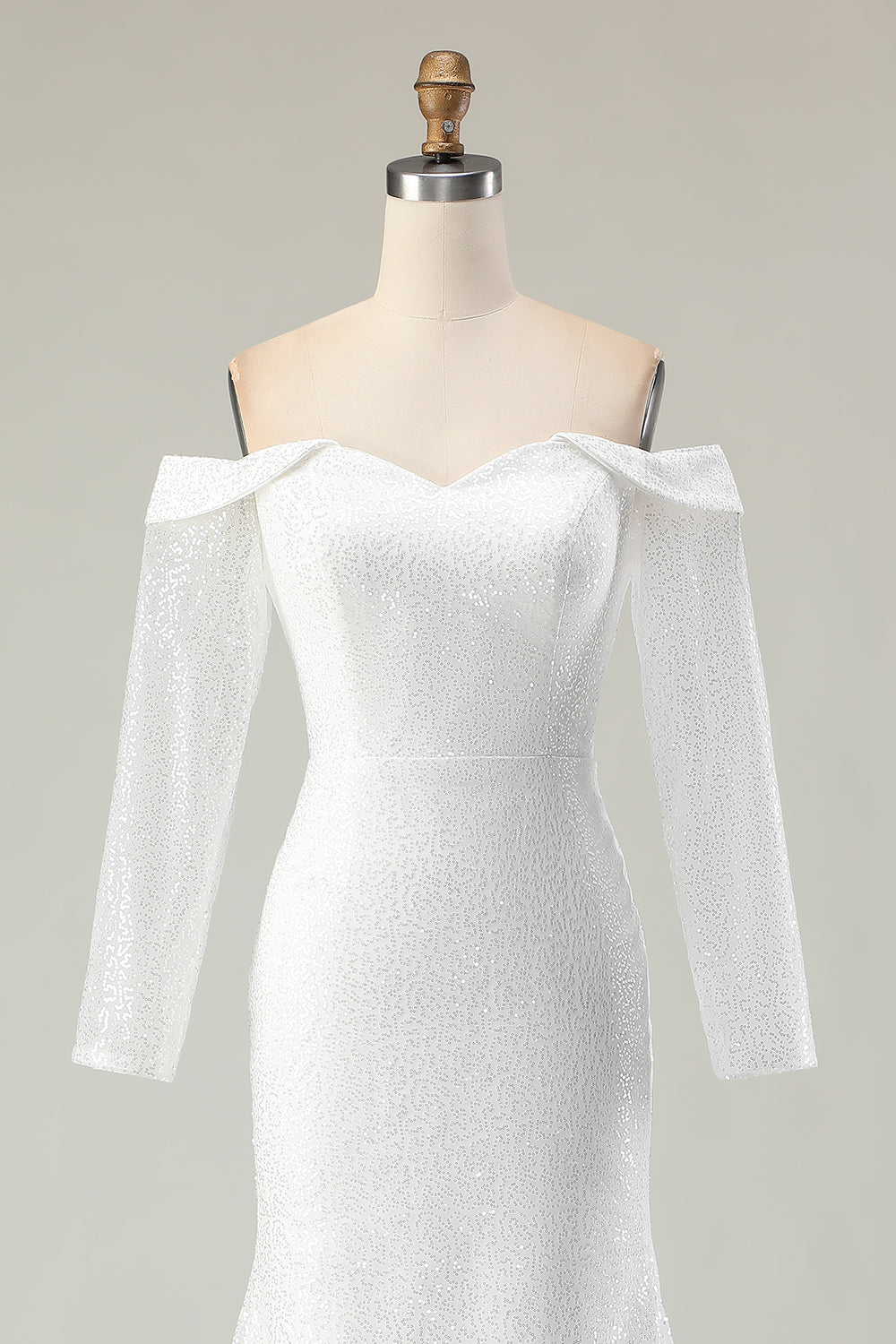 Off the Shoulder Ivory Mermaid White Wedding Dress