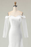 Off the Shoulder Ivory Mermaid White Wedding Dress
