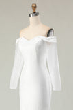 Off the Shoulder Ivory Mermaid White Wedding Dress