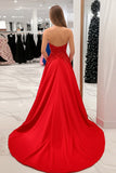 Princess Red Sweetheart Satin Prom Dress with Appliques