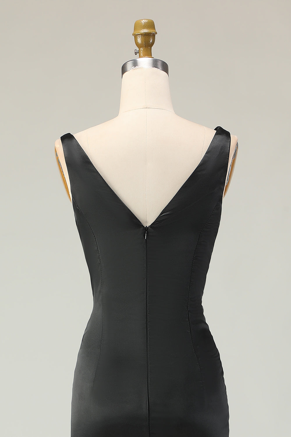 Sheath Deep V Neck Black&White Long Gala Dress