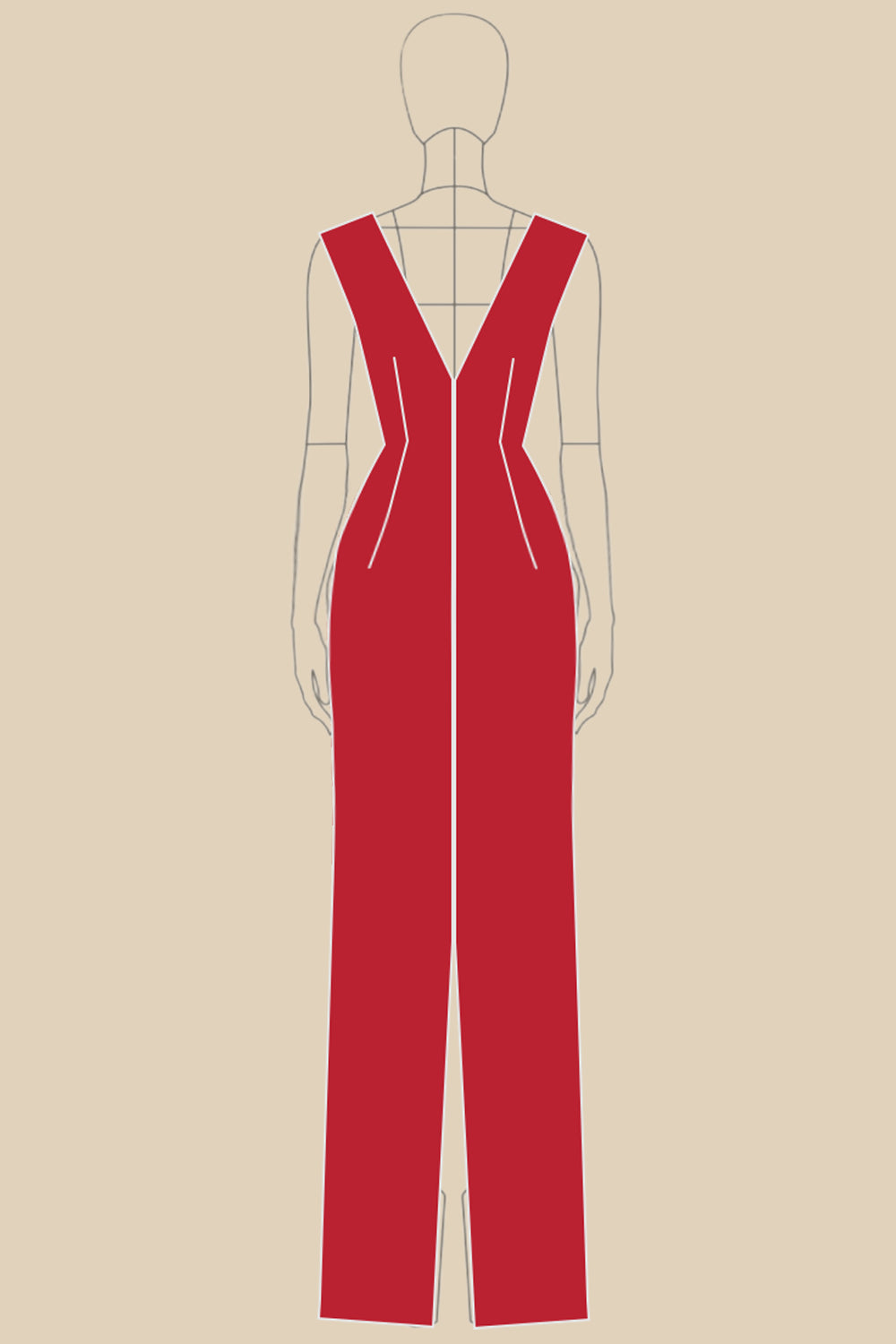 Red Satin V-Neck Sleeveless Formal Dress