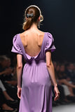 Purple V-Neck A-Line Ruched Long Wedding Guest Dress