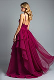 Burgundy Spaghetti Straps A Line Long Formal Dress