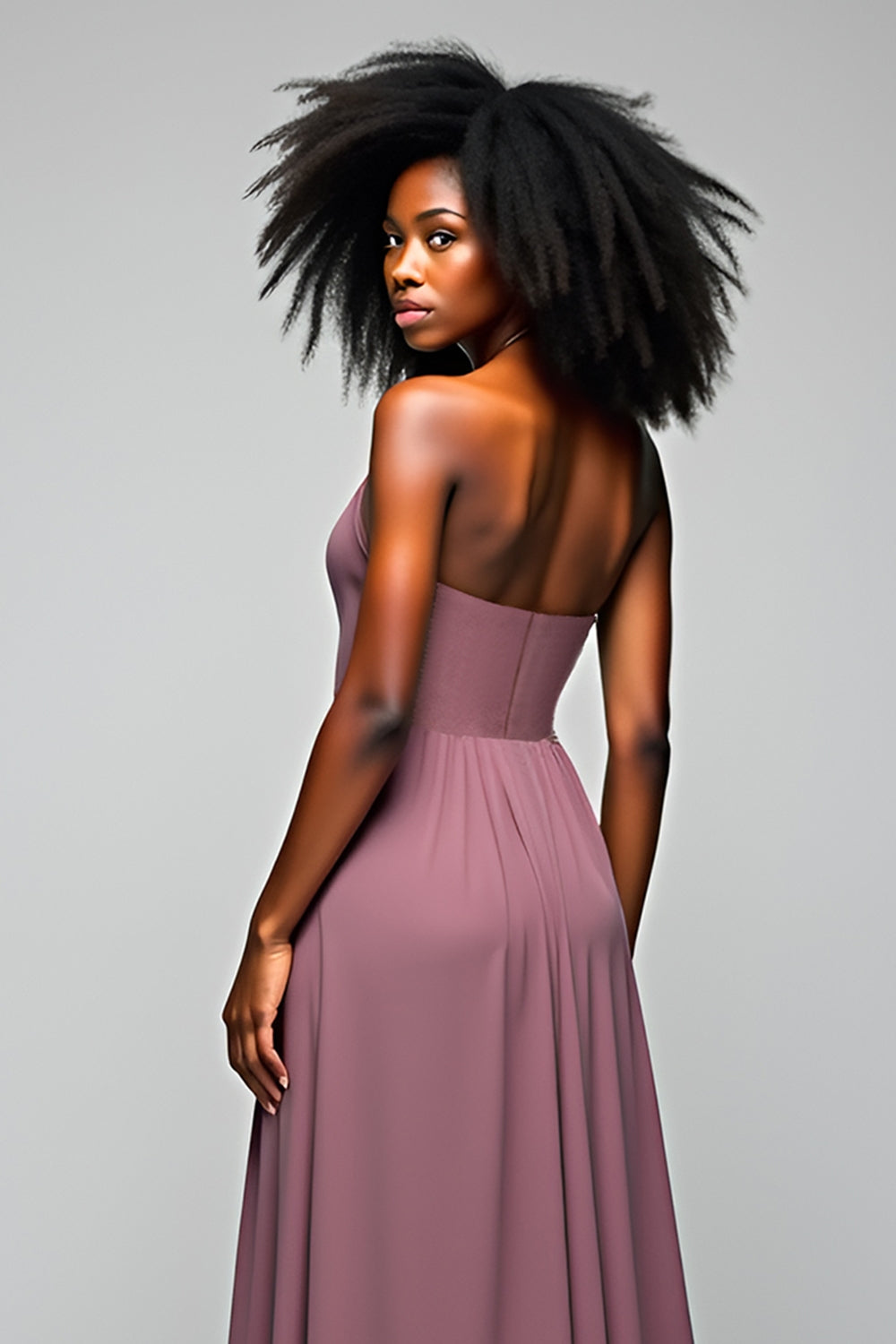 Grey Purple Halter Sheath Long Formal Dress with Slit