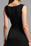 V-Neck A-Line Knee Length Little Black Dress with Sleeveless