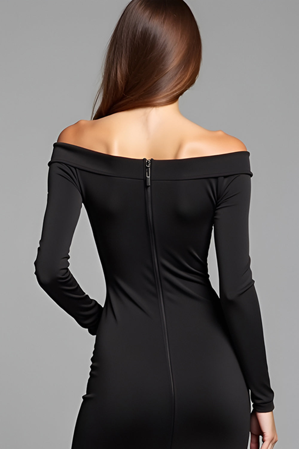 Sheath Long Sleeves Off the Shoulder Little Black Dress