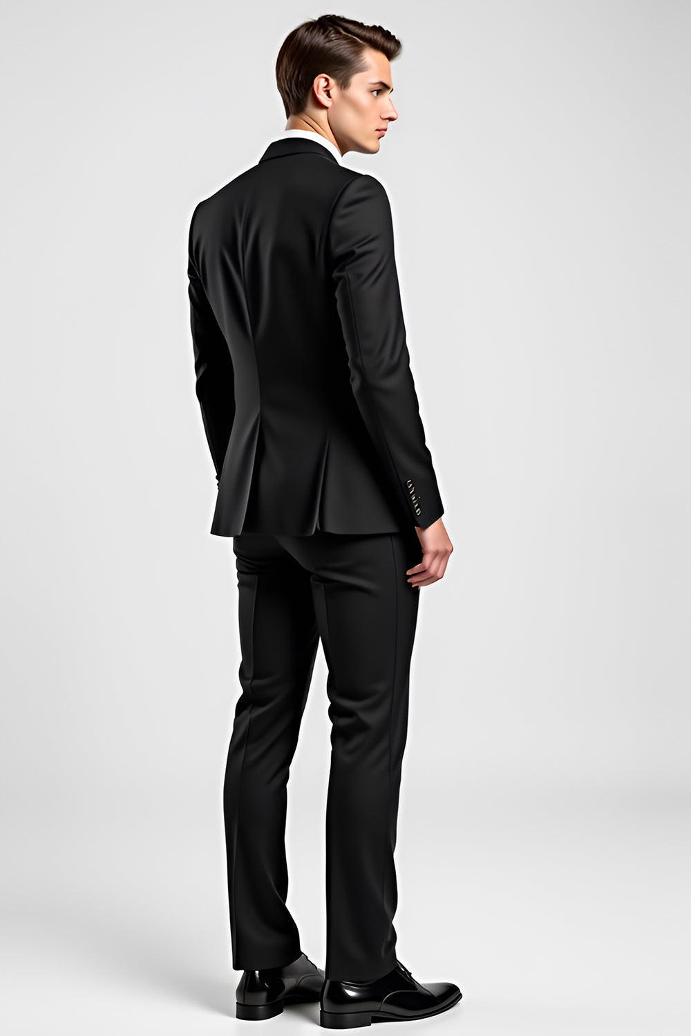 Single Breasted Black 2 Pieces Peak Lapel Men's Suits