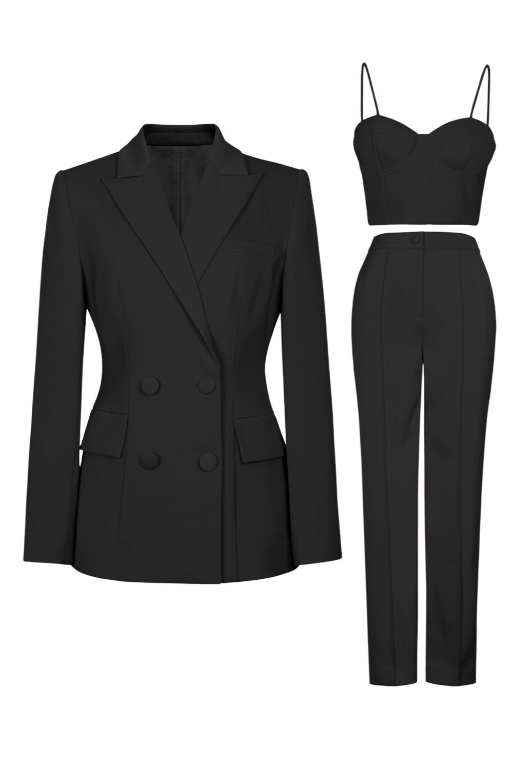 Purple Peak Lapel 3-Piece Double Breasted Women Prom Suits