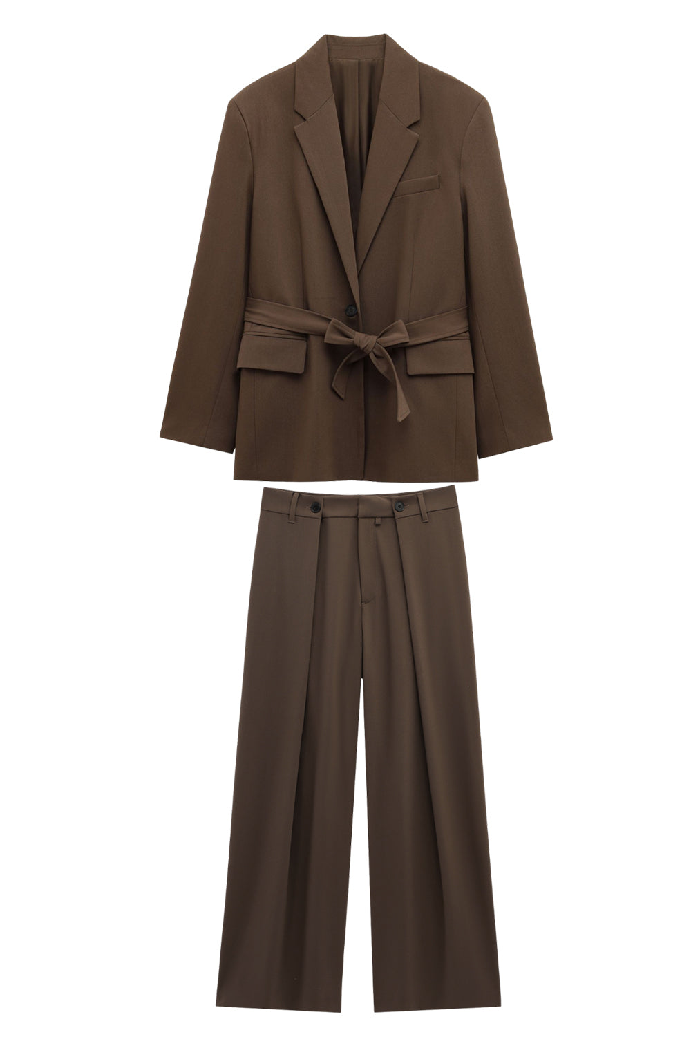 Coffee 2 Piece Notched Lapel Women Prom Suits with Belts