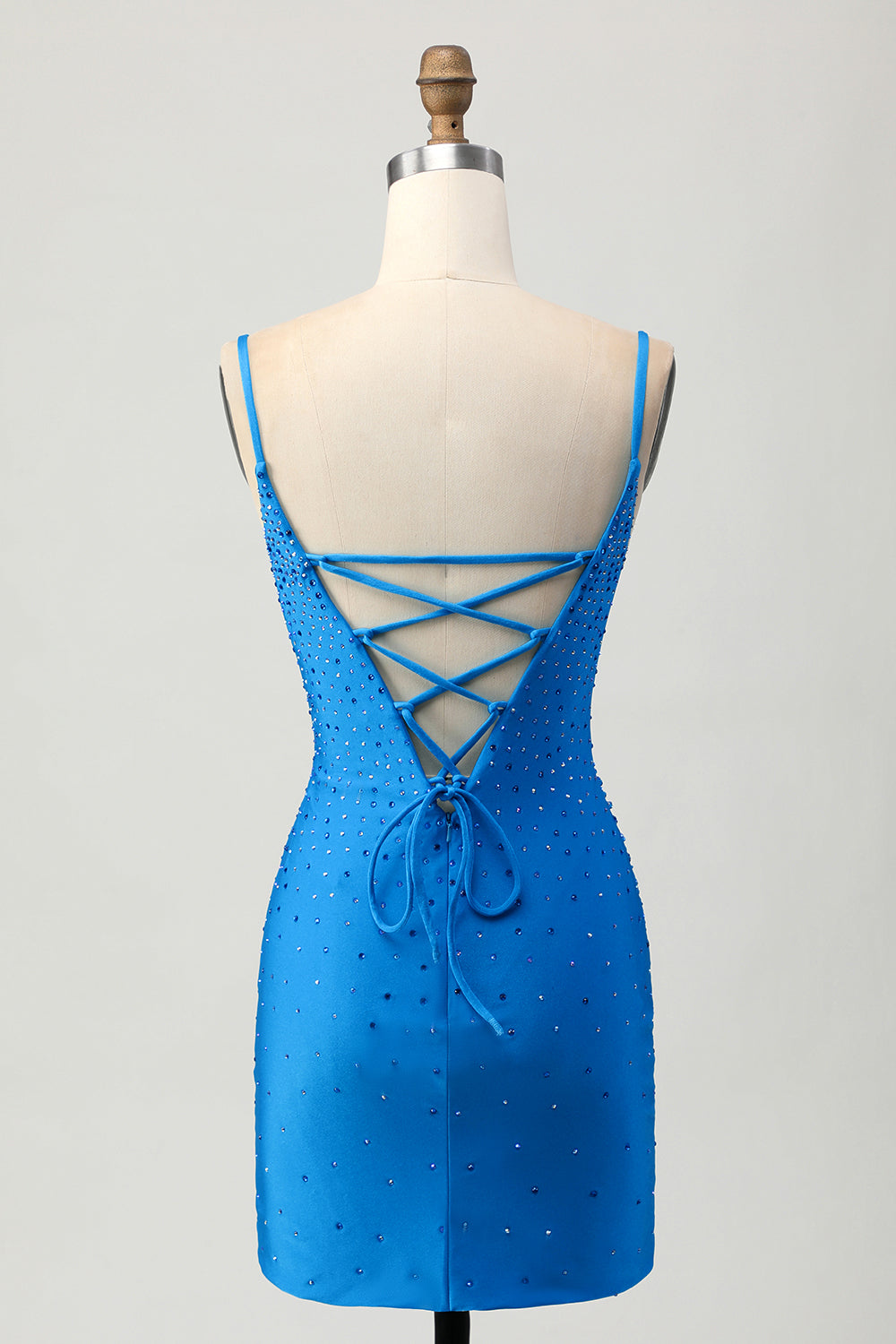Sparkly Blue Bodycon Cut Out Short Ball Dress with Beading
