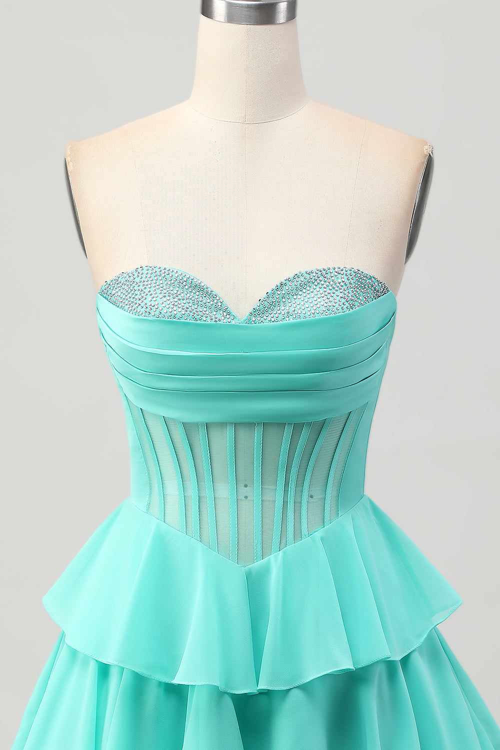 Green A Line Sweetheart Corset Homecoming Dress with Beading