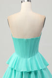 Green A Line Sweetheart Corset Homecoming Dress with Beading