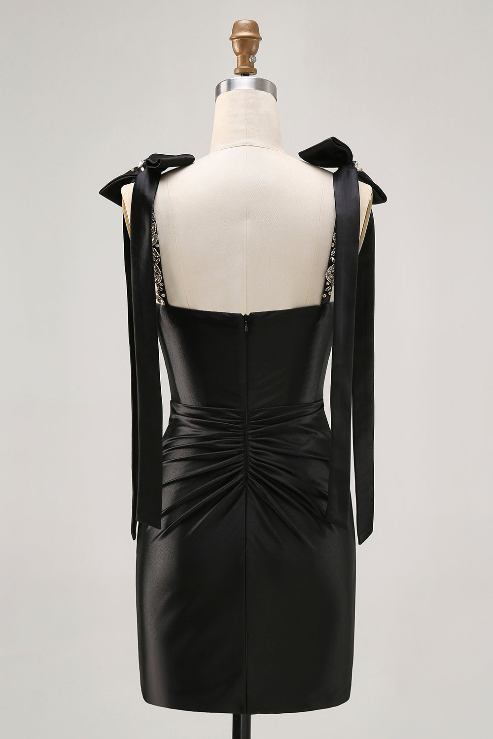 Sparkly Black Tight Rhinestones Short Ball Dress with Slit