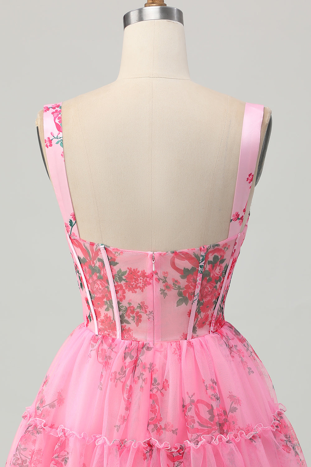 Pink Flower A Line Corset Short Homecoming Dress