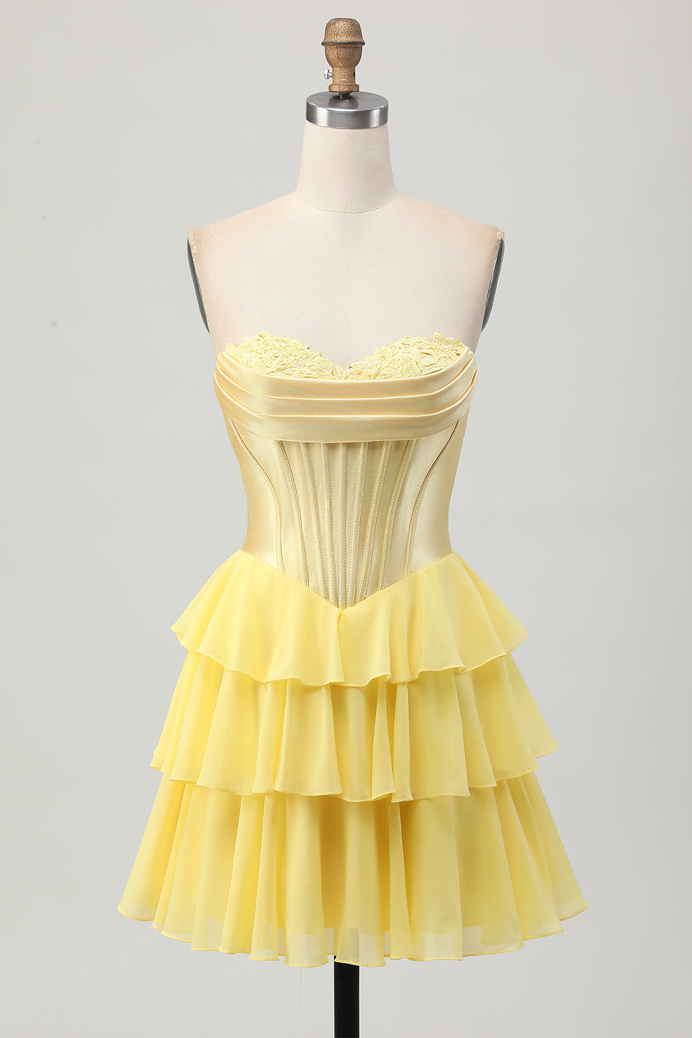 Strapless Fuchsia Corset Tiered A Line Short Cocktail Dress