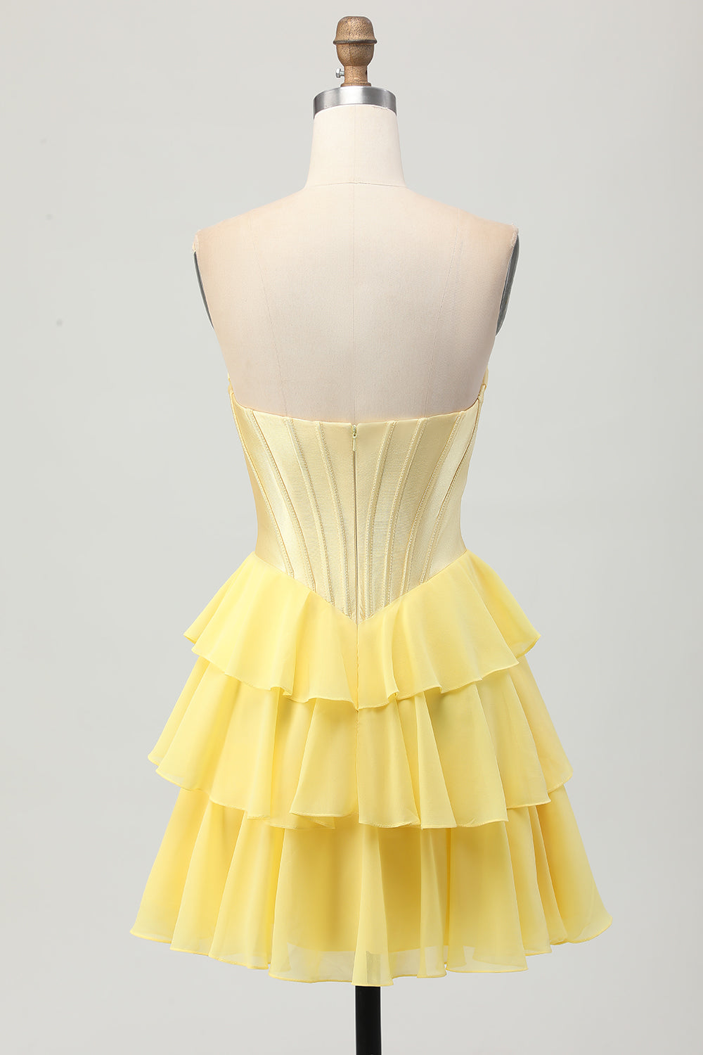 Strapless Fuchsia Corset Tiered A Line Short Cocktail Dress