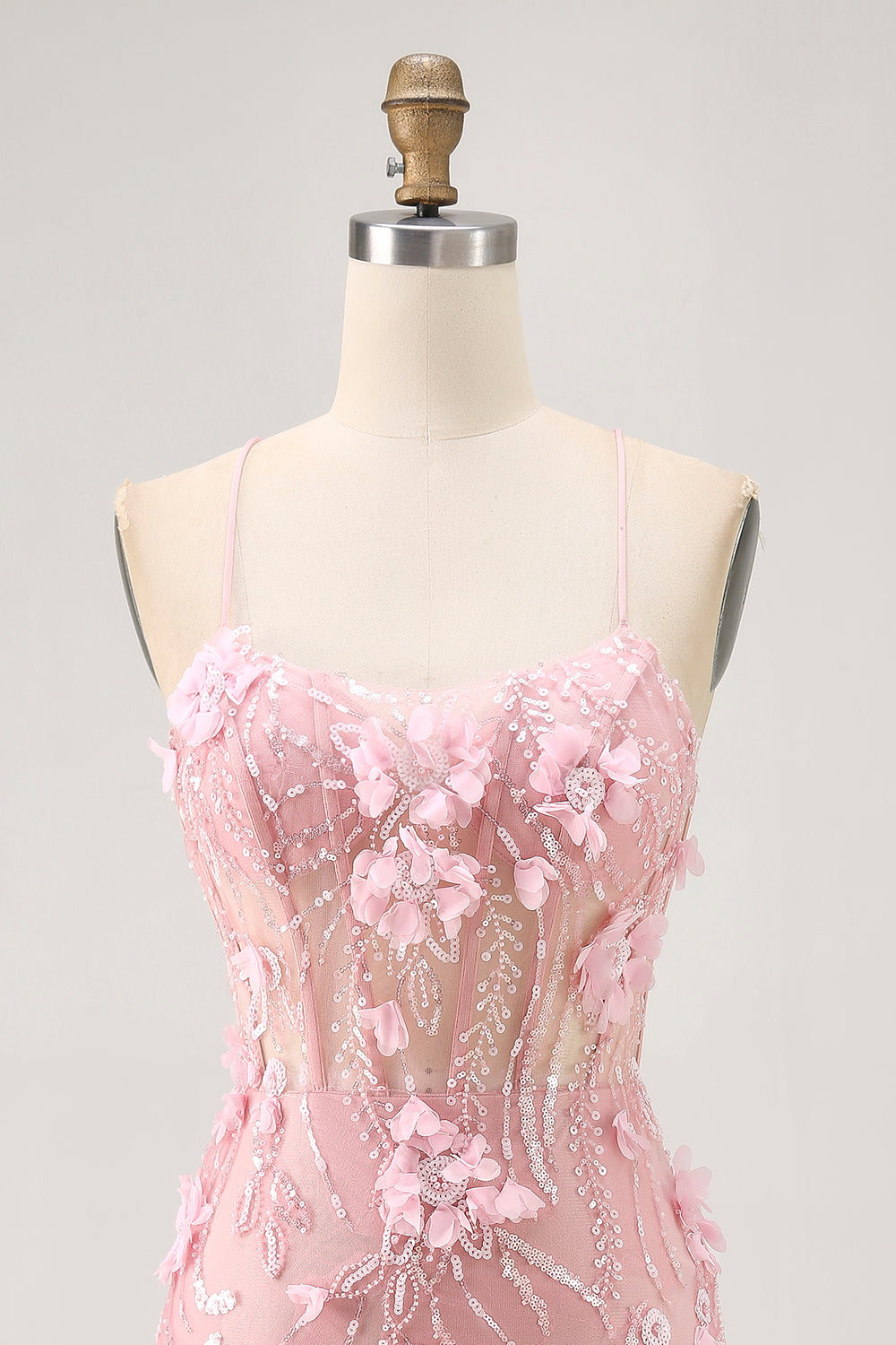 Blue Corset Sequins Floral Bodycon Short Ball Dress