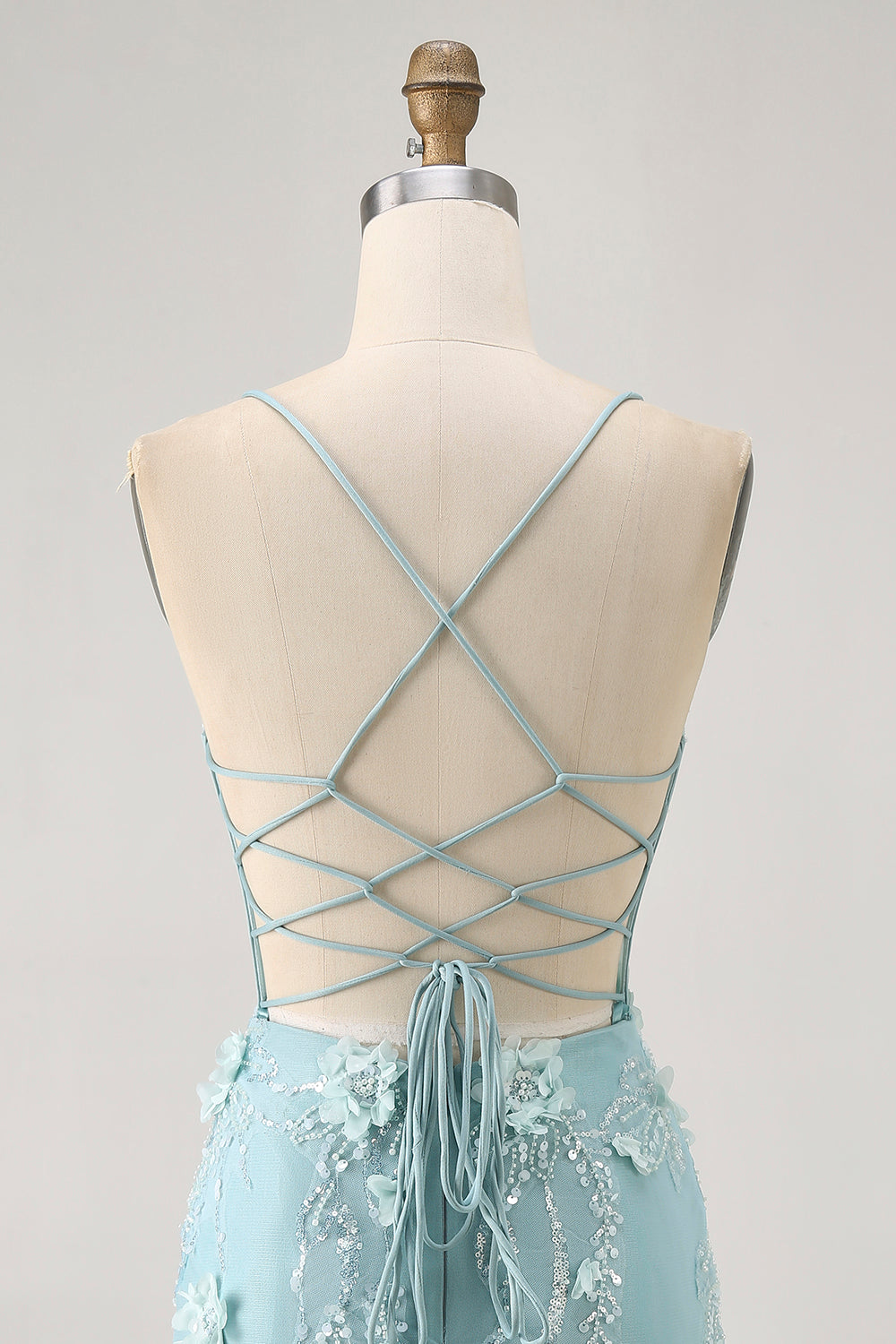 Blue Corset Sequins Floral Bodycon Short Ball Dress