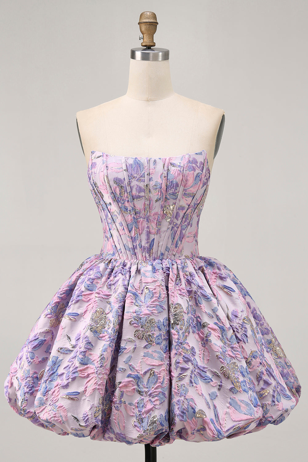 Yellow Strapless Fit and Flare Brocade A-Line Short Homecoming Dress