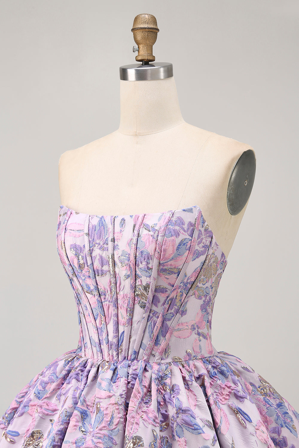 Yellow Strapless Fit and Flare Brocade A-Line Short Homecoming Dress