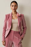 Grey Pink 2 Piece Notched Lapel Women Suits with 3D Flower