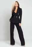 Black 2 Piece Double Breasted Women Suits with Sleeves