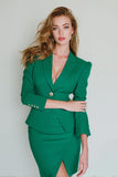 Dark Green Notched Lapel 2 Piece Bodycon Short Ball Suits