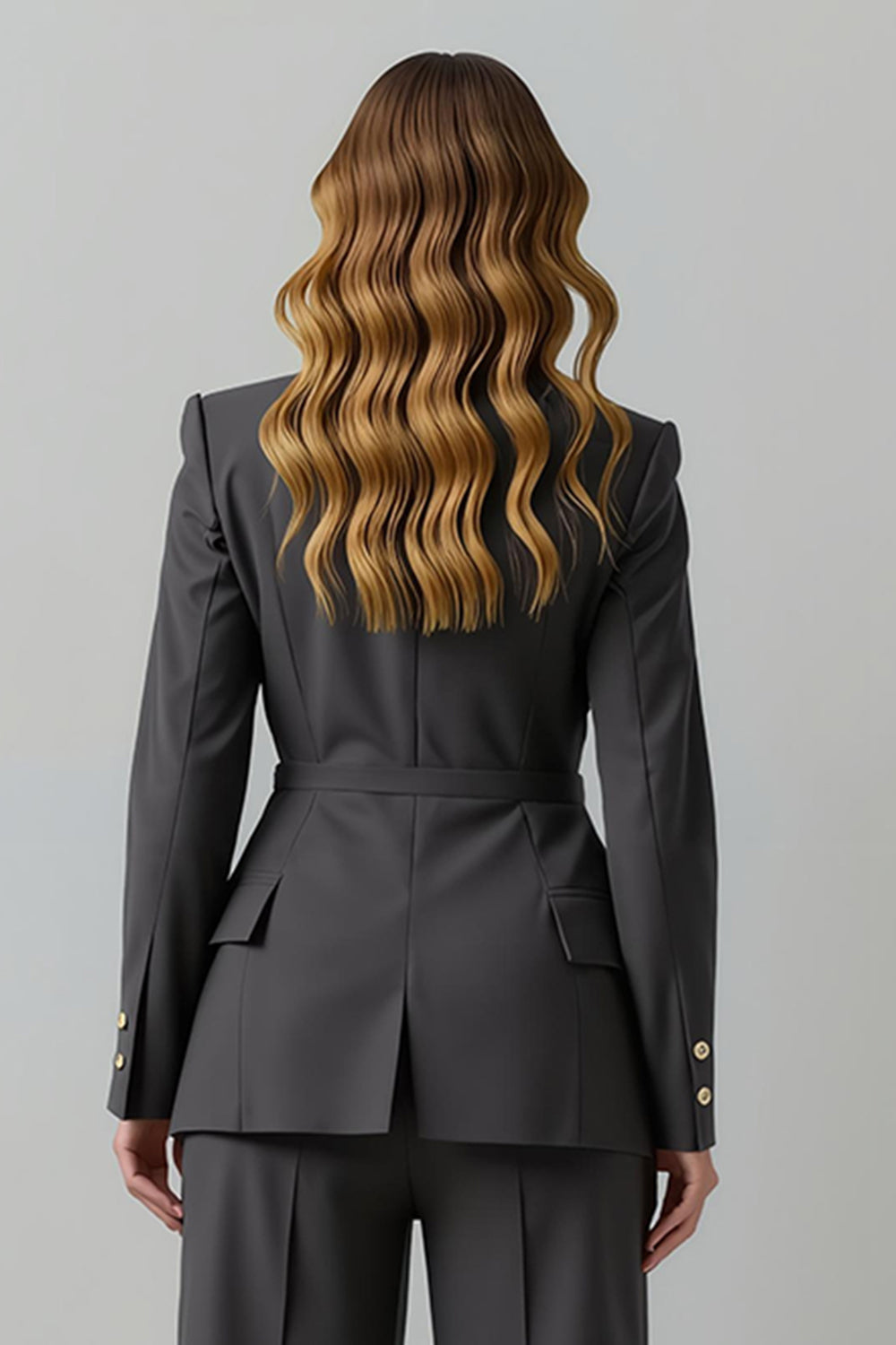 Dark Grey Peak Lapel 2 Piece Double Breasted Business Suits