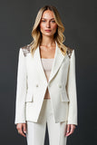Sparkly White Shawl Lapel 2 Piece Ball Suits with Buttons
