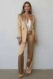 Sparkly Dark Golden Peak Lapel 2 Piece Women Ball Suits