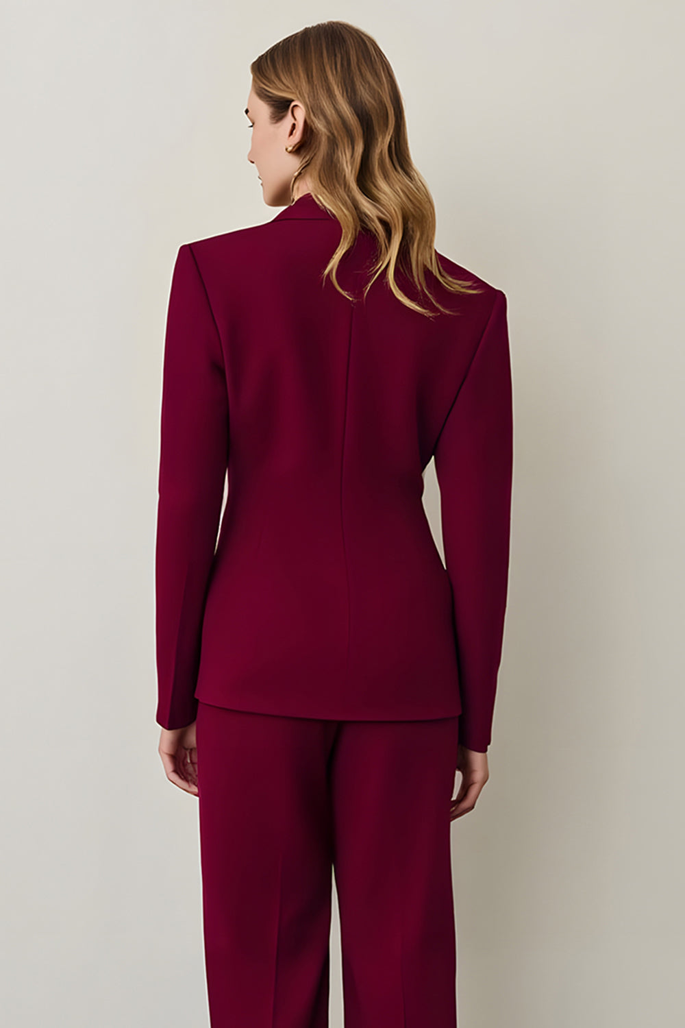 Burgundy Shawl Lapel 2 Piece Women Ball Suits with Ruffles