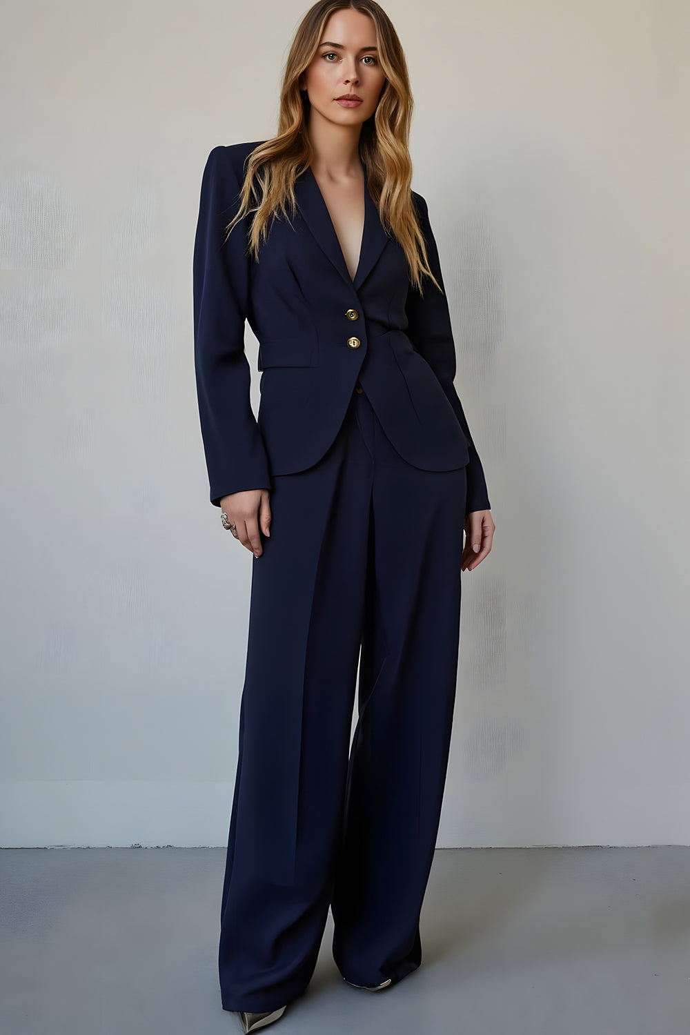 Navy Satin 2 Piece Single Breasted Ball Suits