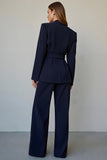 Navy Satin 2 Piece Single Breasted Ball Suits