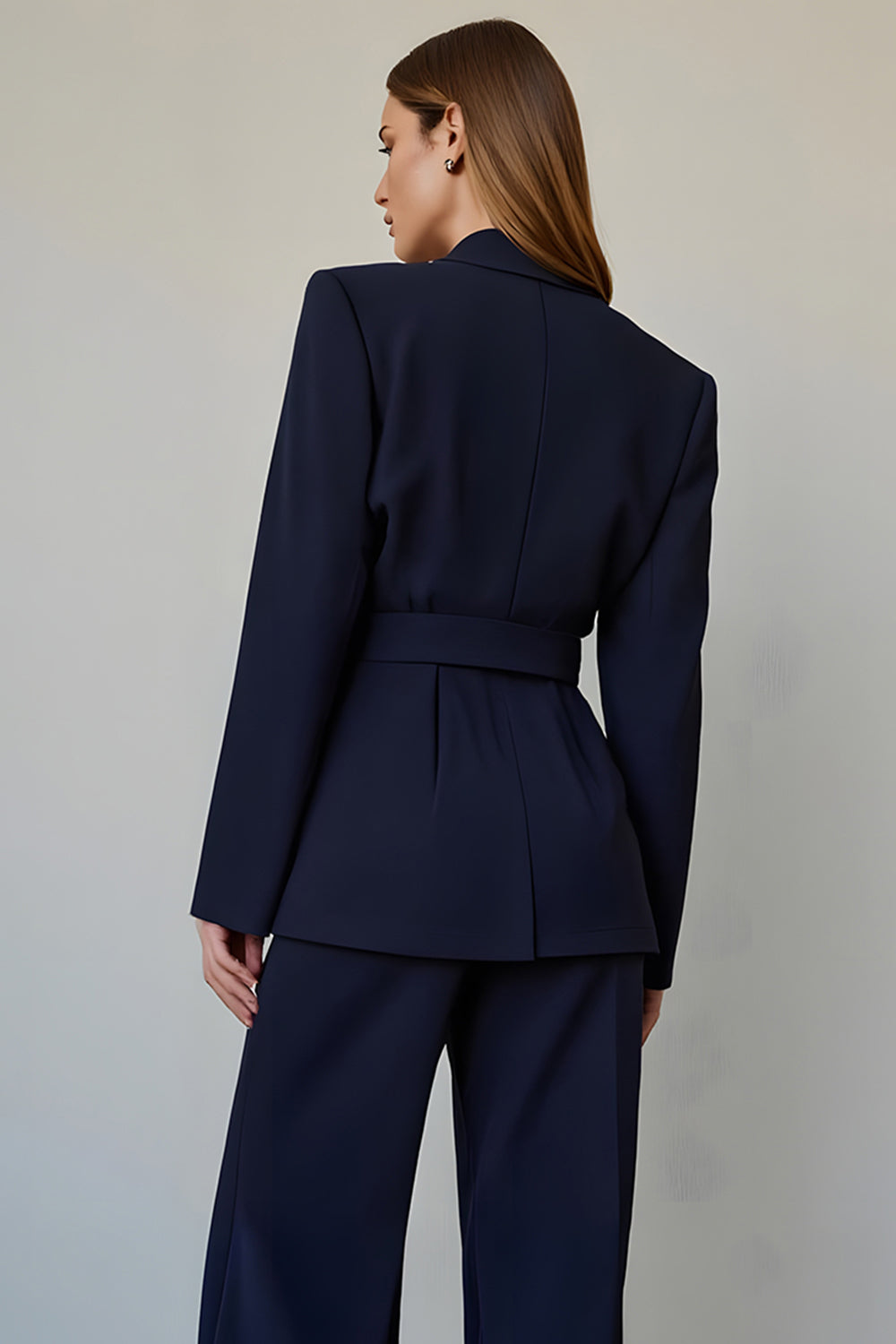 Navy Satin 2 Piece Single Breasted Ball Suits